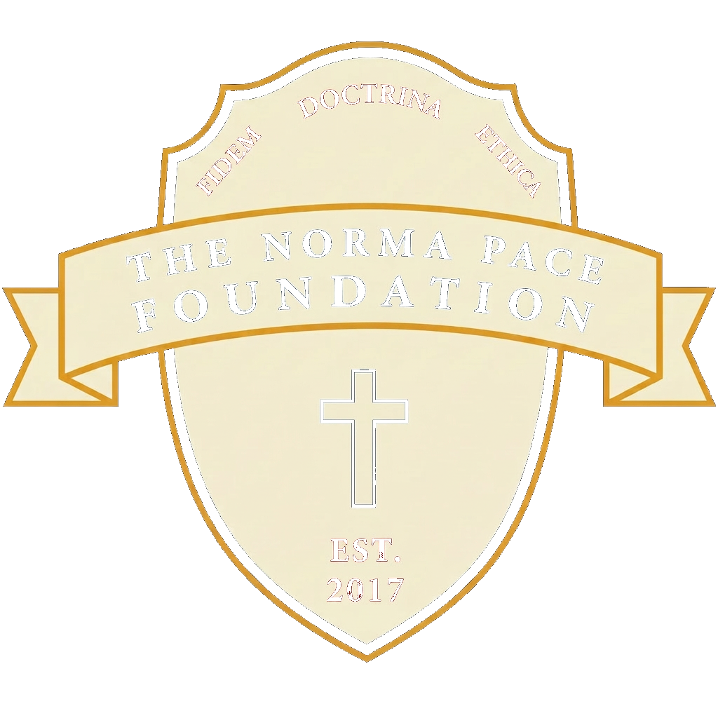 The Norma Pace Foundation crest — Fidem, Doctrina, Ethica, Est. 2017